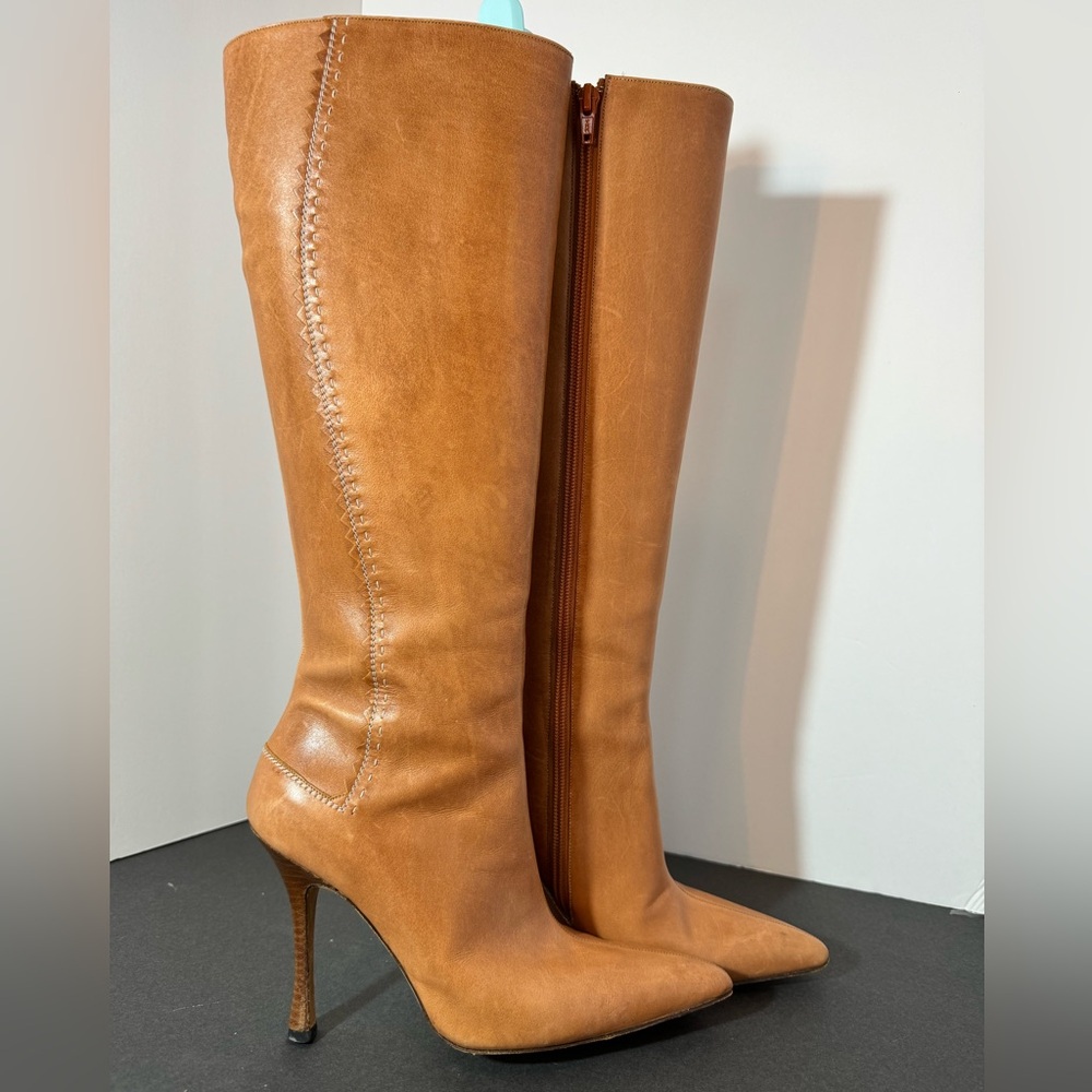 Manolo Blahnik Brown Leather Pointed Boots